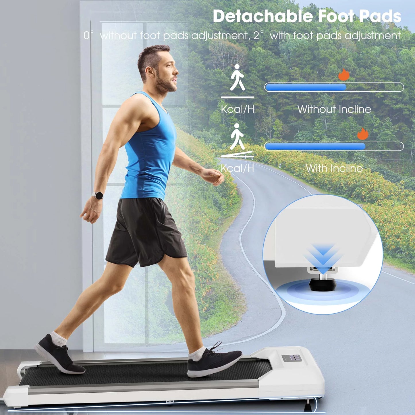 Superfit 0.6-3.8MPH Walking Pad under Desk Treadmill with Remote Control and LED Display Grey