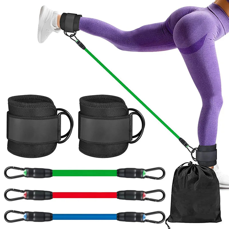 Leg and Glute Resistance Bands with Ankle Straps for Enhanced Hip Fitness Training